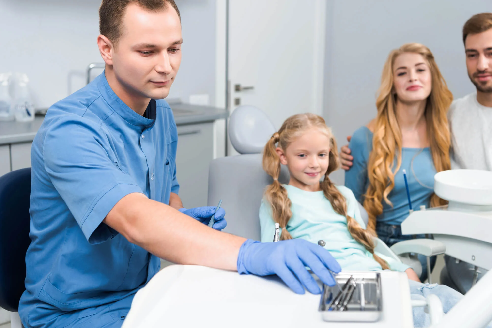 Child-patient-during-a-gentle-exam-with-a-family-dentist-in-Matthews-NC